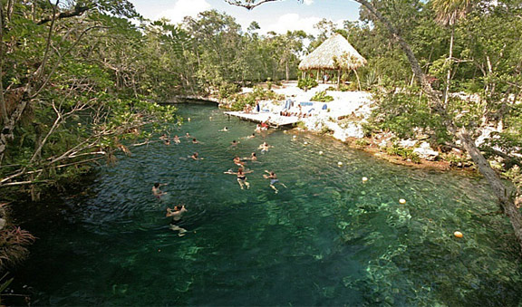 Cenote swimming in Tankah